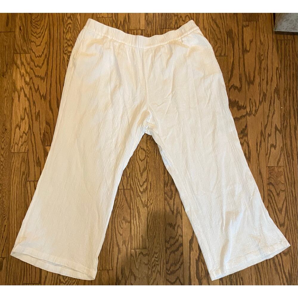 Wonderly Womens 4XL White Cotton Gauze Wide Leg Pant EUC